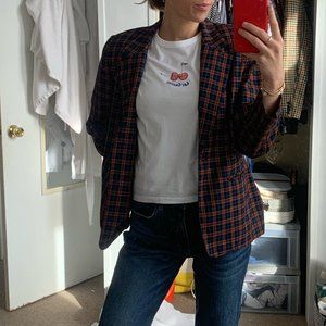 Vintage Blue and Red Blazer